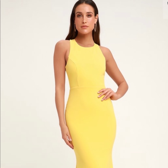 bright yellow bodycon dress